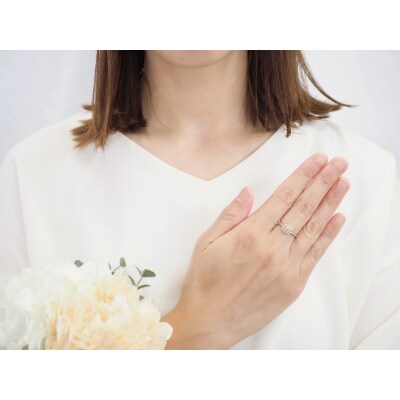 K18YG 0.30ct フラワーダイヤモンドリング8996