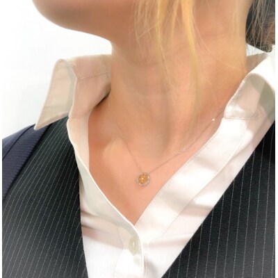 Pt900 K18 さくらモチーフネックレス CN-281-YG