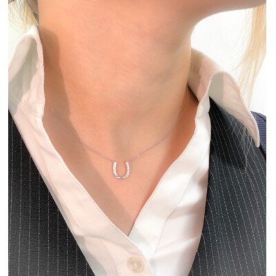 Pt900 ダイヤ馬蹄ネックレス CN-293