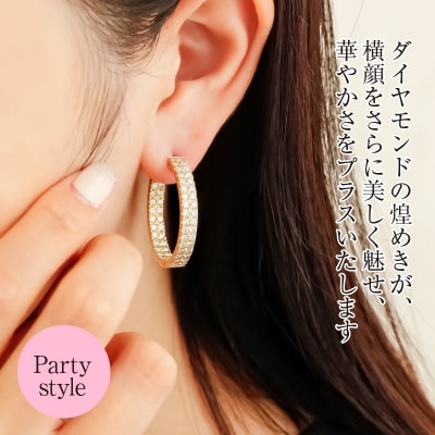 Deliciae 2連中折れフープピアス K18 ダイヤモンド【トータル4.0ct】ZPE-260