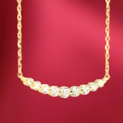 K18YG　0.30ct　ダイヤモンド　ラインペンダントp0067