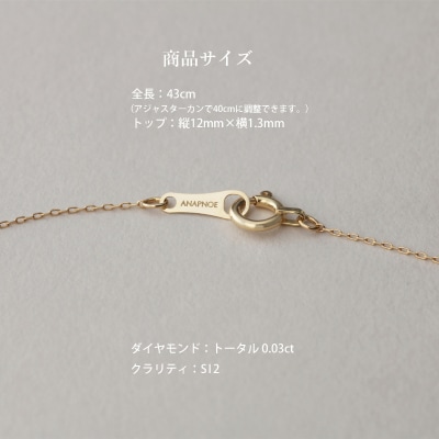 《ANAPNOE》K18 ダイヤモンド バー ネックレス【TE-141】