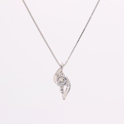 プラチナ900 ネックレス ダイヤモンド 中石 0.2ct up 脇石0.02ct EJ-110