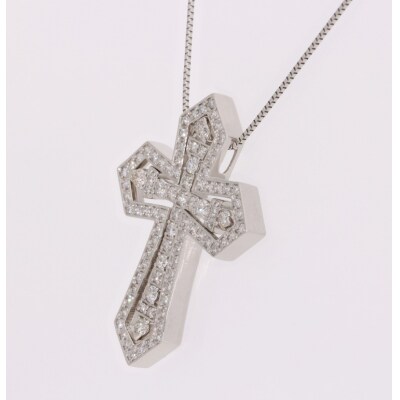 プラチナ900 クロスダイヤモンドネックレス 1.00ct EJ-111