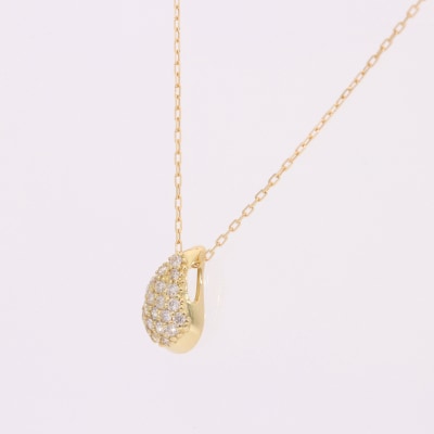 K18 イエローゴールド ティアドロップ ダイヤモンド 0.2ct ネックレス EJ-117