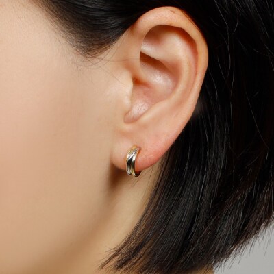 K18/Pt900 コンビ フープイヤリング medium /a0561mteg