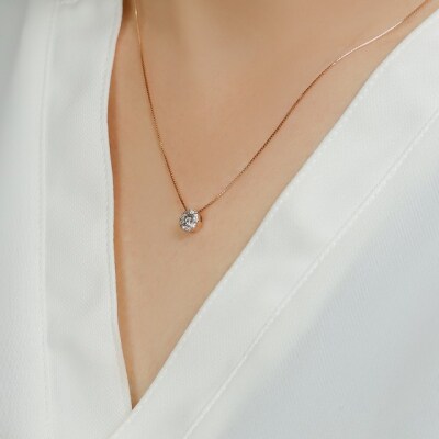 K18PG ヘイロー ダイヤモンド ネックレス Medium /b0418da