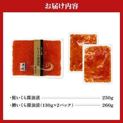 えりも【マルデン特製】いくら食べ比べセット(鮭いくら250g・鱒いくら130g×2箱)