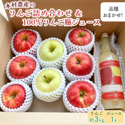 りんご詰合せ約3kg・りんご瓶ジュースセット1本 [0912]