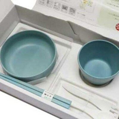 【ナチュラルブルー】ユニペレUNI-PELE　バイオプラスチック　竹粉配合　抗菌　ベビーセット(小)
