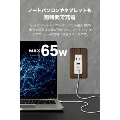 PD65W急速充電対応 USB充電器PR-AP146 【ホワイト】