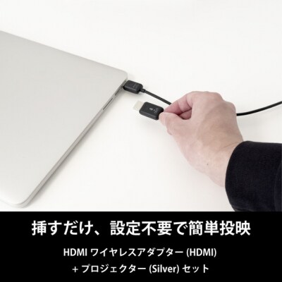 ベッドルームプロジェクターNX1　シルバー ワイヤレスアダプター(HDMI)セット