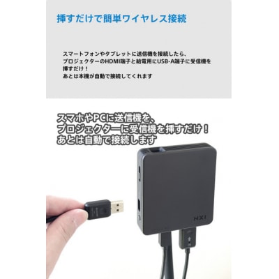 ベッドルームプロジェクターNX1 ブラック ワイヤレスアダプター(USB-C&HDMI) 3点セット