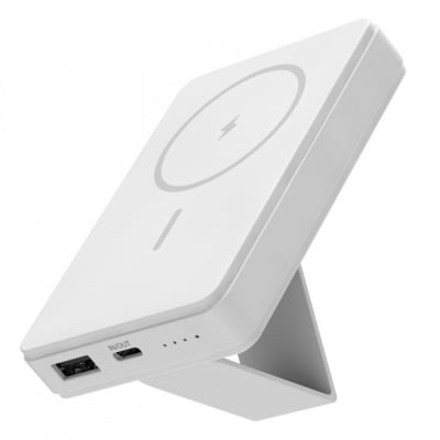 モバイルバッテリー 5000mAh MagSafe対応 ワイヤレス充電器【ホワイト】