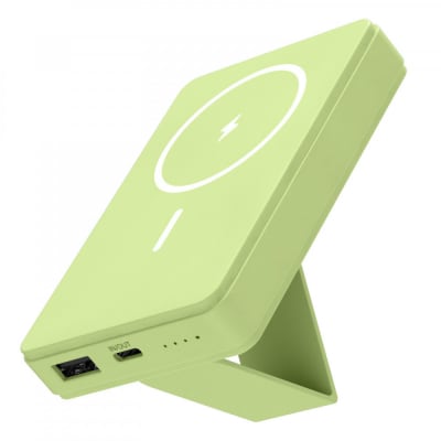 モバイルバッテリー 5000mAh MagSafe対応 ワイヤレス充電器【ピクニックグリーン】