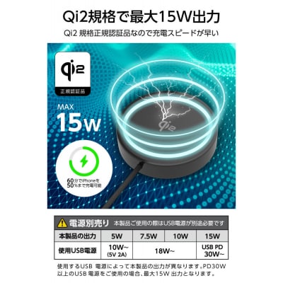 Qi2対応 マグネット式ワイヤレス急速充電器(スタンド内蔵)【ホワイト】