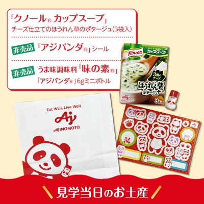 3月4日(水)午前　味の素(株)工場見学　「クノール」スープコース見学クーポン1名様分　お土産付