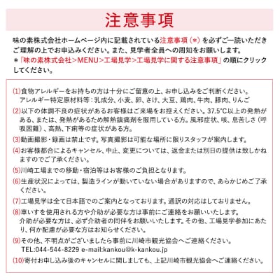 3月4日(水)午前　味の素(株)工場見学　「クノール」スープコース見学クーポン1名様分　お土産付