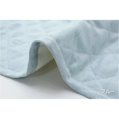 【ライトブルー】麻わた入りフレンチリネン麻敷きパッド　りんね　ベビーサイズ　70×120cm