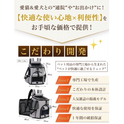 【猫びより掲載】 ペットリュック ペットキャリーリュック　【kw0286-0013】