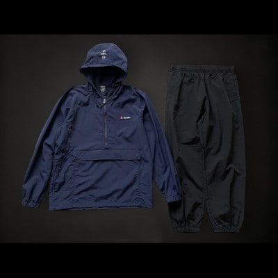 軽い着心地で絶妙なヌケ感がポイントのアノラックパーカー&パンツ 【ネイビー×ブラック】【XL】