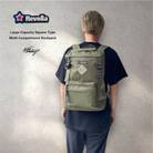 大容量スクエアタイプ　多収納リュックサック　カーキ