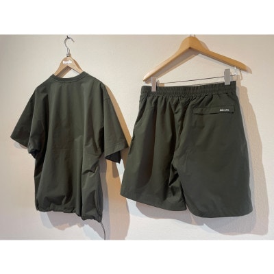 Revolla 4WAY ストレッチ　ドローコード付き Tシャツ&ショーツ(オリーブLサイズ)
