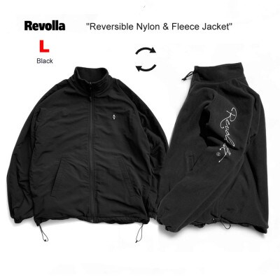 【ブラック L】2WAY リバーシブル ナイロン×フリース スタンドジャケット