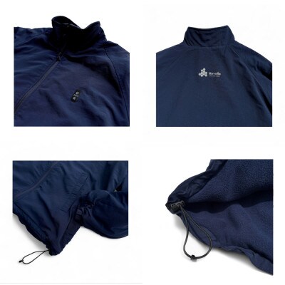 【ネイビー L】2WAY リバーシブル ナイロン×フリース スタンドジャケット