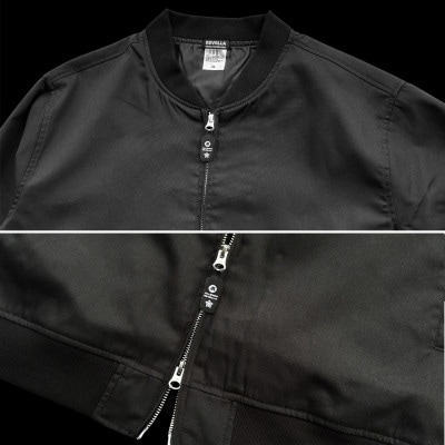 スタジアムジャケット 高耐久T/Cウェザー&毛玉レスリブ【ブラック・XL】