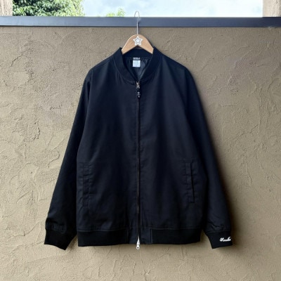 スタジアムジャケット 高耐久T/Cウェザー&毛玉レスリブ【ブラック・XXL】