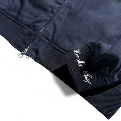 スタジアムジャケット 高耐久T/Cウェザー&毛玉レスリブ【ネイビー・M】