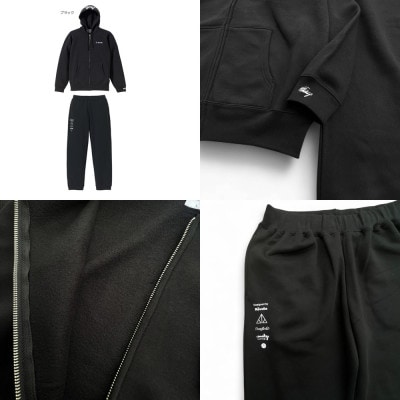 Revolla ふっくら暖かいジップパーカー&パンツ 男女兼用 【ブラック】【M】