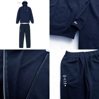 Revolla ふっくら暖かいジップパーカー&パンツ 男女兼用 【ネイビー】【XXL】