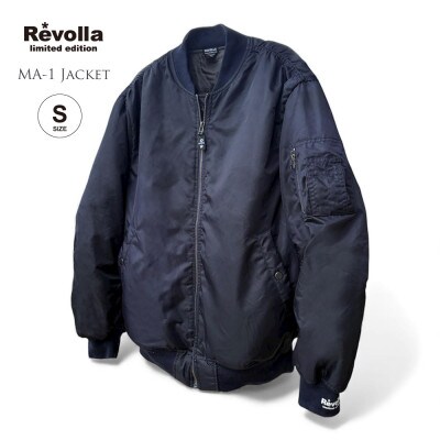 【ネイビー・S】Revolla 中綿入り袖リブプリントMA-1ジャケット
