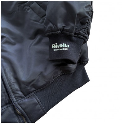 【ネイビー・M】Revolla 中綿入り袖リブプリントMA-1ジャケット