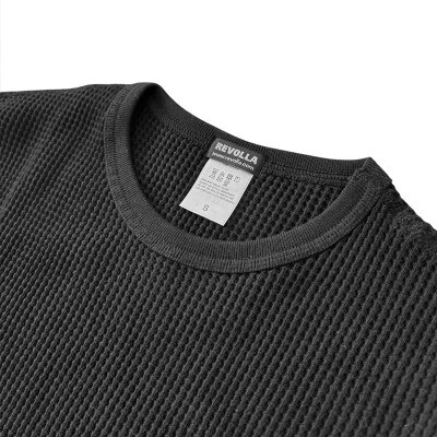 【ブラック・S】Revolla limited　超厚手ワッフル長袖Tシャツ