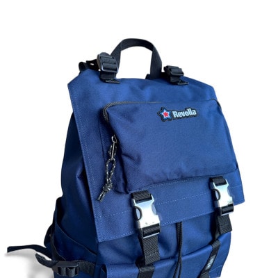Revolla タブレットポケット付き スクエアバックパック リュック 男女兼用 【ネイビー】