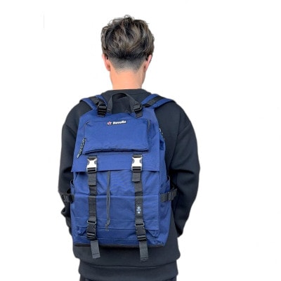 Revolla タブレットポケット付き スクエアバックパック リュック 男女兼用 【ネイビー】