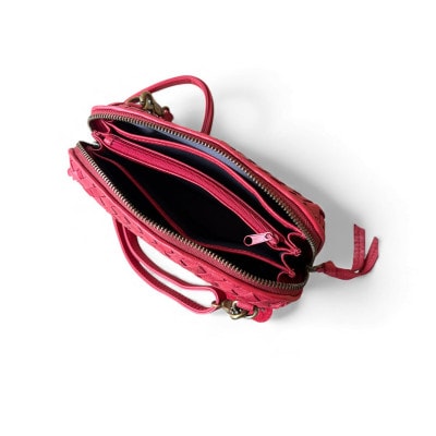 しっとり柔らかな高級天然馬革お財布機能 ミニショルダーポシェット(カードホルダー&小銭収納付)レッド