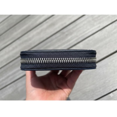 【堅牢さと美しい光沢】ブライドルレザー ラウンドジップロングウォレット 日本製【ネイビー】