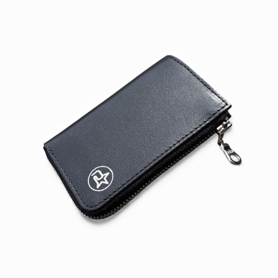 Revolla 国産本革 ラウンドジップ ハーフオープン スマートキーケース 【ブラック】