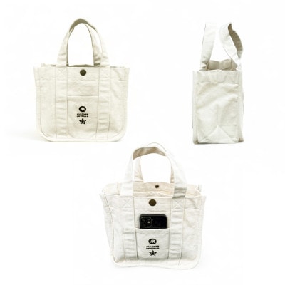 水筒が倒れない仕切り帆布ミニトートバッグ 【アイボリー】