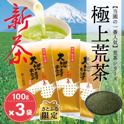 【さとふる限定】【5月上旬より順次発送】お茶の荒畑園　【新茶】極上荒茶100g×3袋セット【受付中】