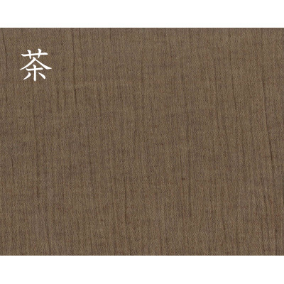 織り・縫製・地元遠州製 綿麻楊柳作務衣(無地) [茶、Mサイズ]