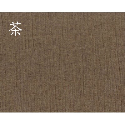 織り・縫製・地元遠州製 綿麻楊柳作務衣(無地) [茶、LLサイズ]