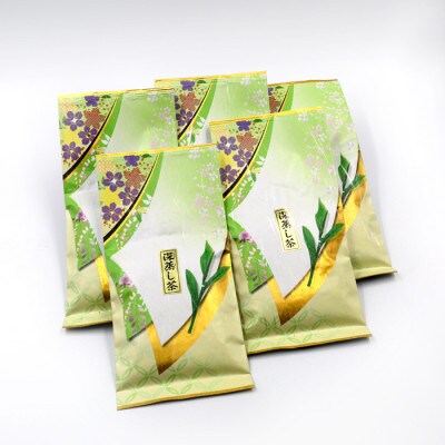 【緑茶の一大産地牧之原よりお届け】深蒸し茶【金印】5本+包装袋2枚