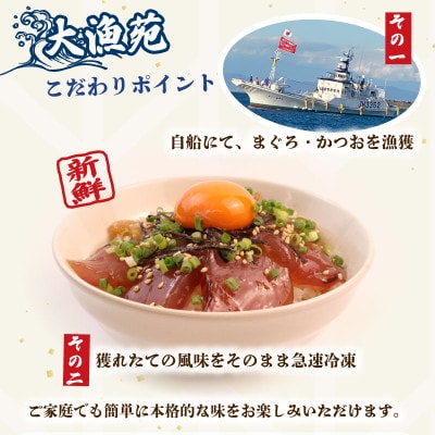 大漁苑 まぐろ かつお　漬け(づけ) 16袋セット 流水解凍で簡単調理!