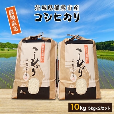 農場直送】【令和5年産】茨城県稲敷市産コシヒカリ10kg(5kg×2セット