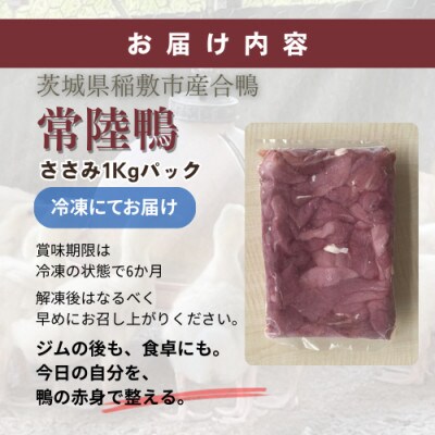 茨城県稲敷市産合鴨【常陸鴨】ささみ 1kg (冷凍)